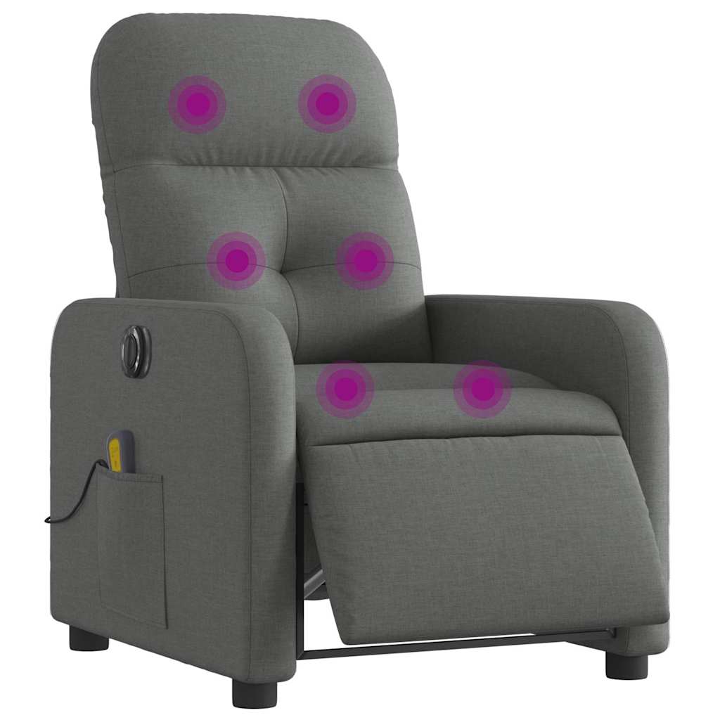 Vidaxl Reclining Massage Chair, Electric, Dark Grey, Fabric