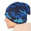Blue Camouflage Pattern Beanie Hat Women Men Warm Bonnet Cap Adults Knitted Hat Headwear Vintage Street Skullies Beanies
