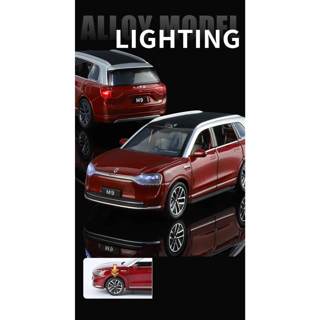 1/32 AITO M9 SUV Alloy New Energy Car Model Diecasts Metal Luxy Vehicles Car Model Simulation Sound and Light Childrens Toy Gift
