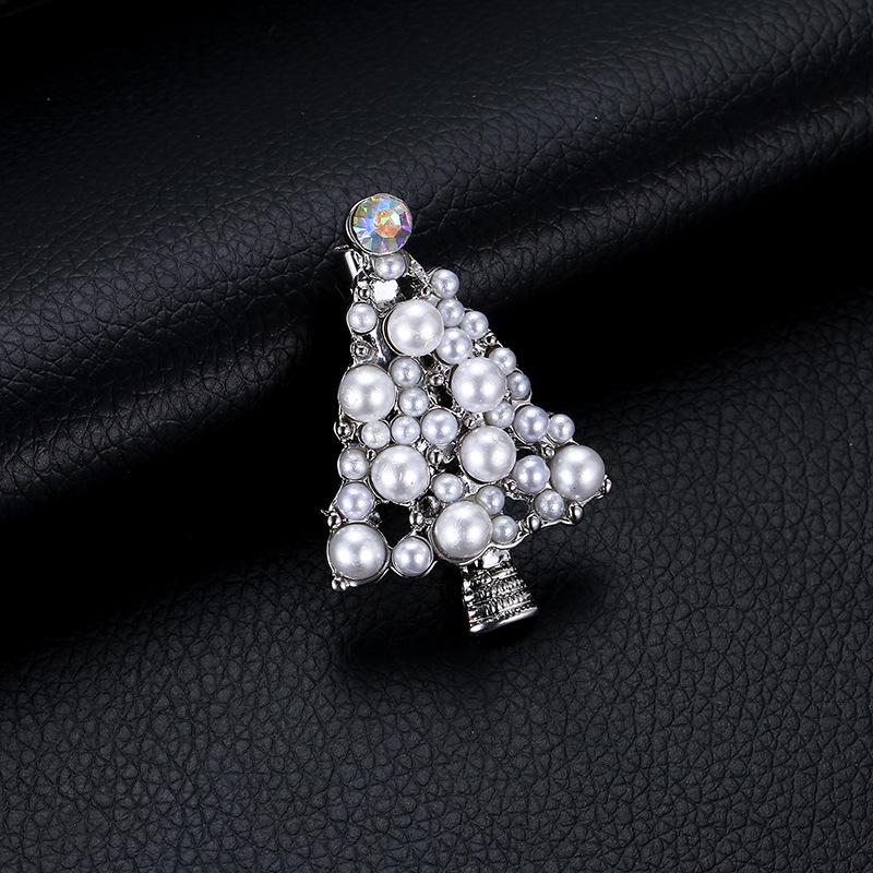 Pearl Christmas Tree Brooch - Elegant European & American Festive Accessory for Women