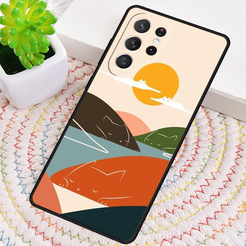 Cat Mount Fuji Japan Landscape Phone Case for Samsung Galaxy Note 10 Pro S26 Ultra S23 S24 FE S25 S21 S22 PLUS Shockproof Cove