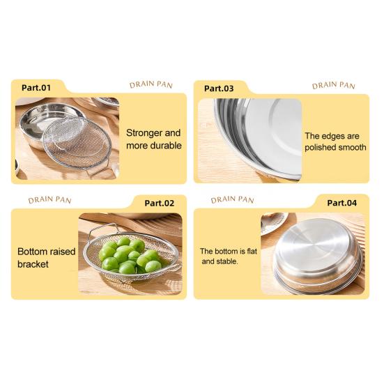Stainless Steel Filter Basket Reusable Round Mesh Tray Frying Grilling Kitchen Strainer Fruit Vegetable Water Filter Basket
