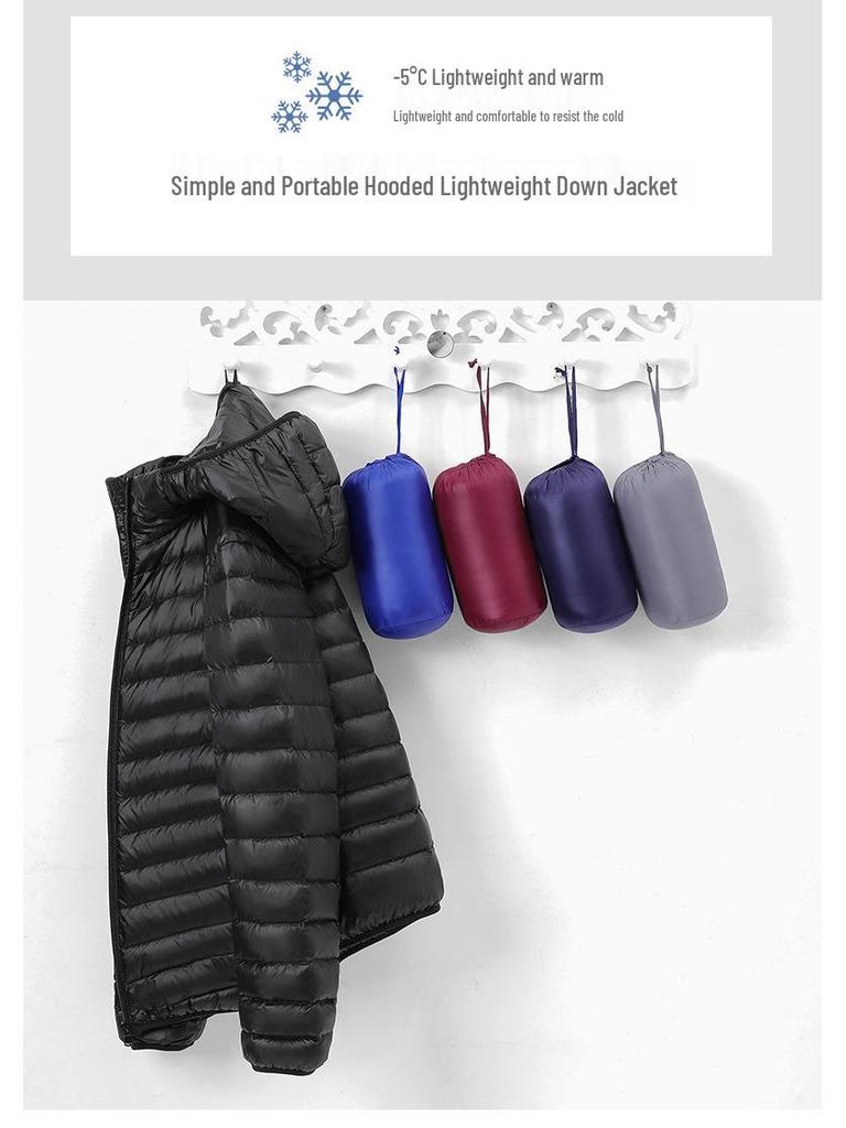 Men's Lightweight Solid Color Down Jacket - Warm, Short, Casual, Versatile for Autumn/Winter.