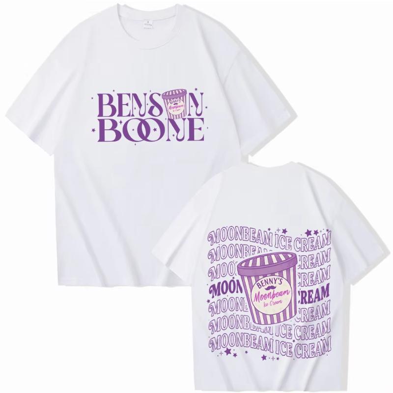 2025 Estate Benson Boone Moonbeam Ice Cream 100 Cotone Puro Maglietta Stampata Merch del Tour Pullover Unisex Oversize Uomo e Donna