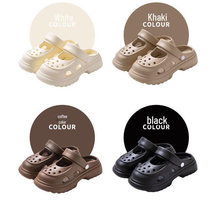 Damen-EVA-Mary-Jane-Schuhe, verbesserte Ausführung: Dicksohlige, höhenerhöhende, rutschfeste Zehensandalen für den Strand