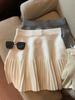 Pleated Knitted A-line Mini Skirt for Women - High Waist, Slimming, Versatile, Petite Fit for Spring & Autumn