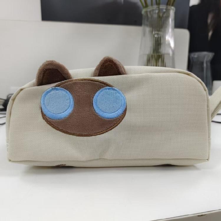 Embroidered Polyester Cloth Pencil Bag High Capacity Pencil Case Zippered Travel Makeup Storage Bag for Student Women
