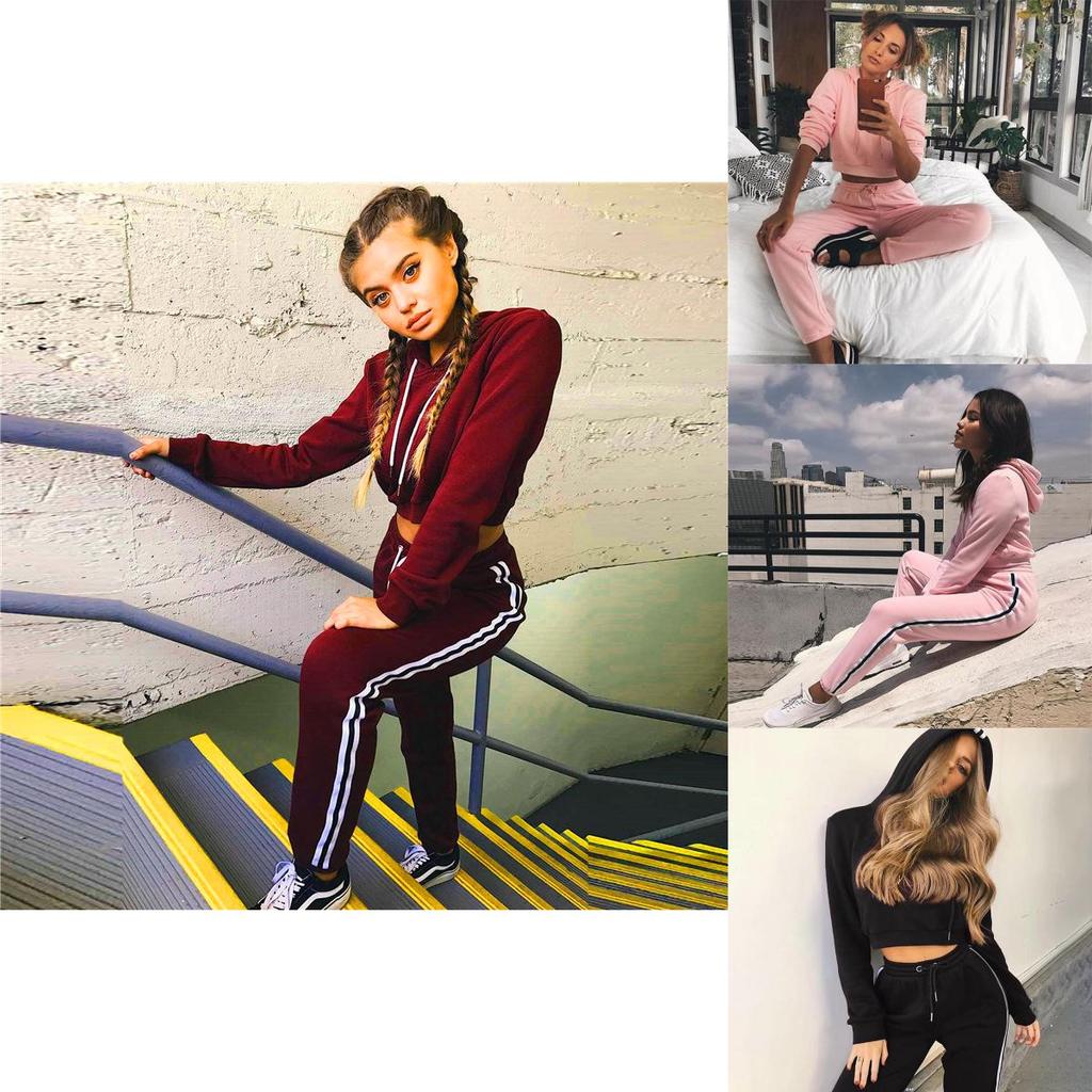 Sets Damen Jogginganzug Oberteile Unterteile Mode Langarm Lockerer Pullover Sportbekleidung