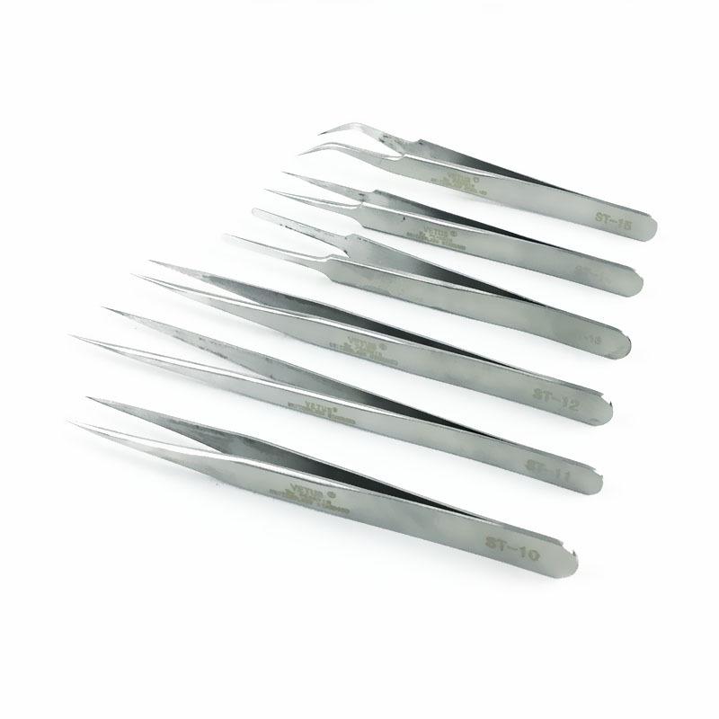 High-Precision Non-Slip Tweezers Set: Straight, Round, Bent Tips, Frosted Matte Anti-Corrosion Stainless Steel