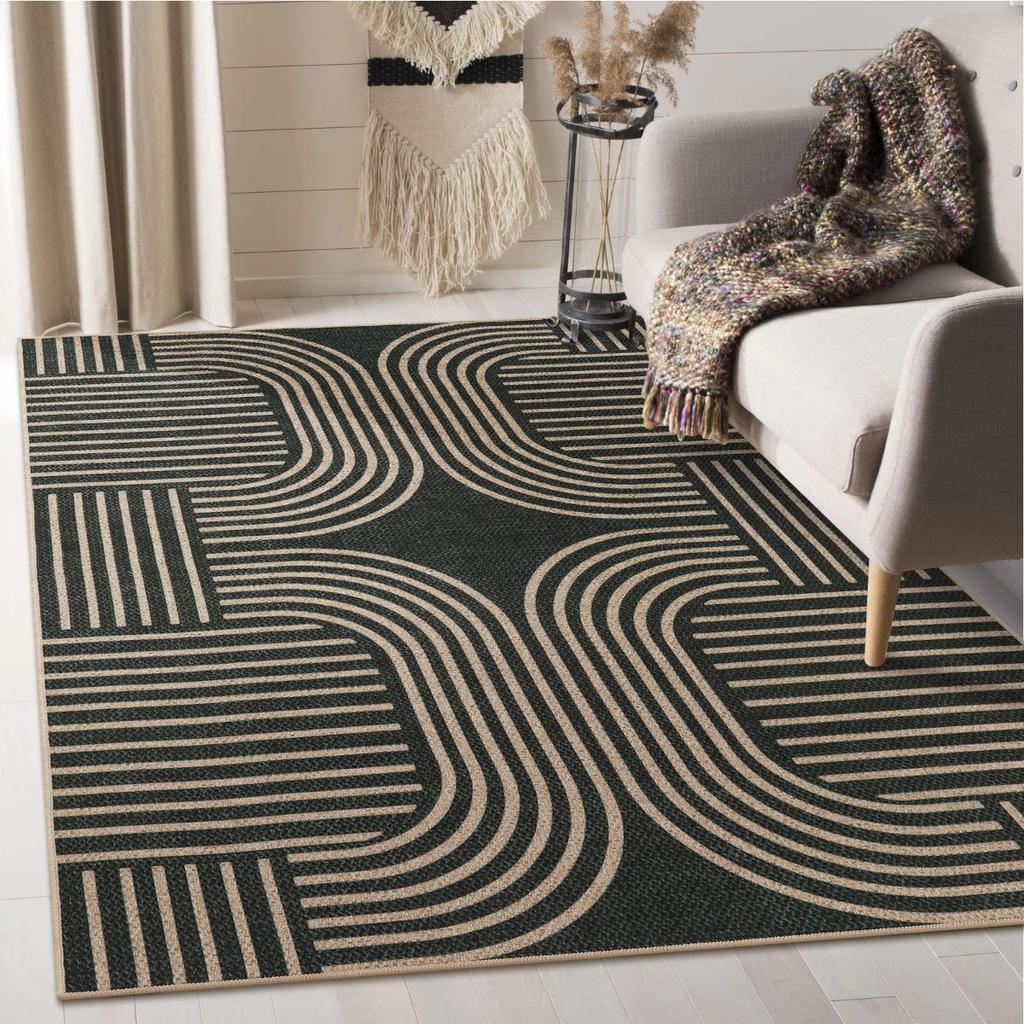 Geometric Stripes Popular Bedroom Decorative Rug Art Fashion Living Room Bedroom Large Area Rug Light Luxury Carpet Sofa Mat