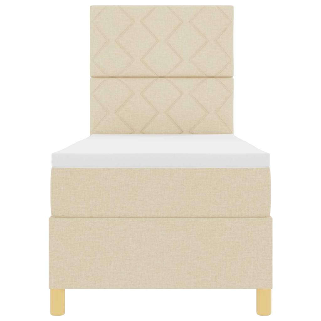 Boxspring bed with headboard Cream 80 x 200 cm Fabric
