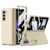 Plain Leather Case for Samsung Galaxy Z Fold 5 Ultra-thin Bracket Holster Shell-membrane Drop Full Protection Cover