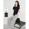 Women's Summer Relaxed Striped T-Shirt & Wide-Leg Pants Set