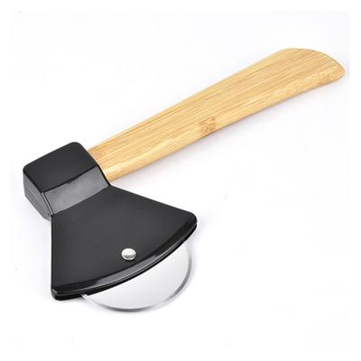 Nóż do pizzy Stal 430 Rękojeść PP Bambus Ergonomicznie Okrągły Siekiera Krajalnica do pizzy do Domu Restauracji Czarny