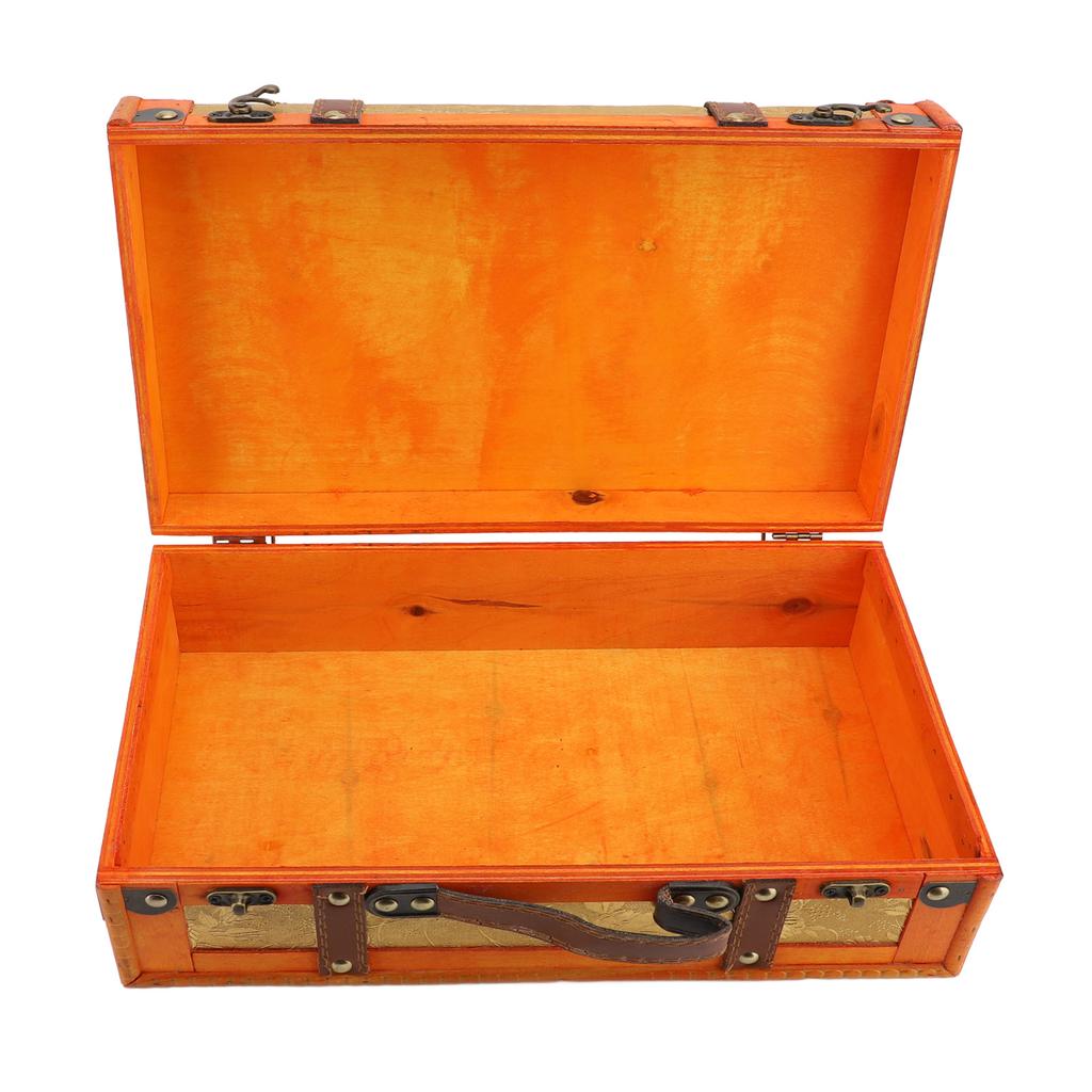 Vintage Suitcase Leather Wood Antique Storage Chest Versatile Vintage Luggage Trunk for Home Decoration Photography Props