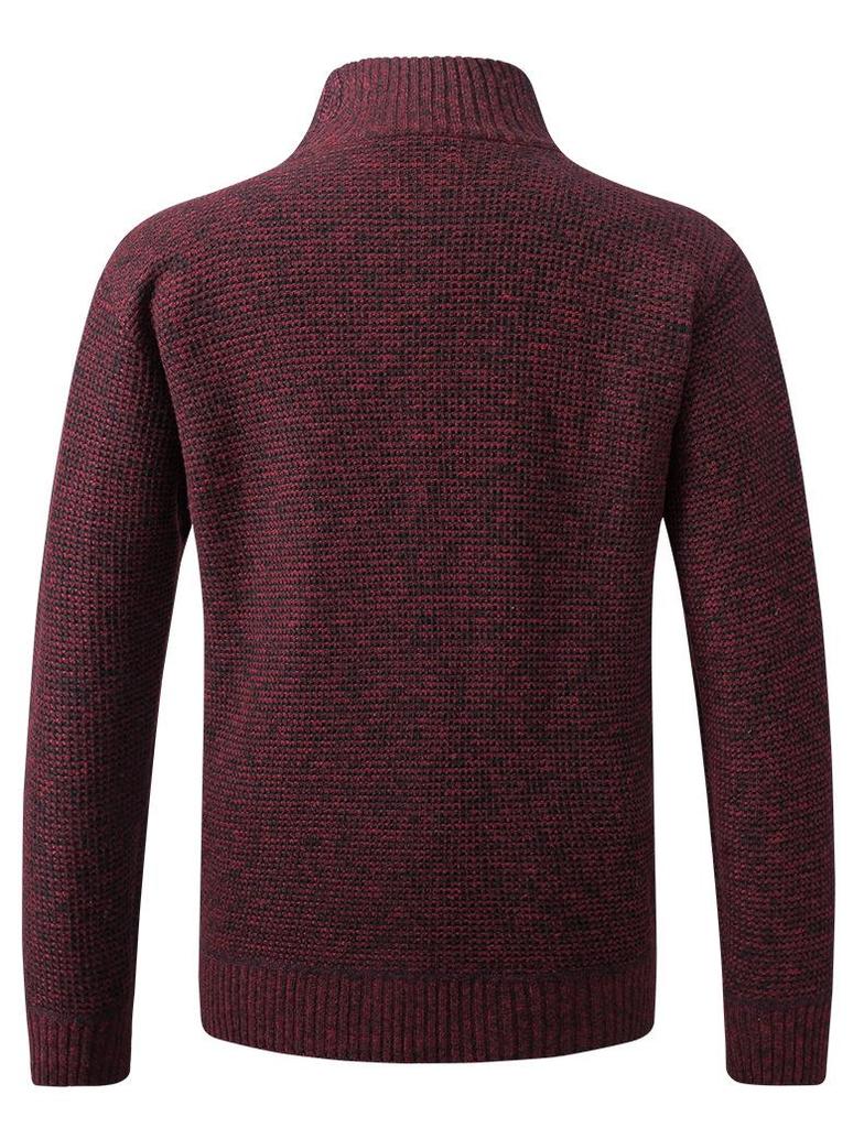 Men's Korean Style Thickened Warm Knit Stand Collar Zipper Sweater