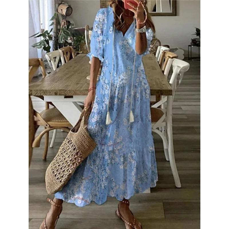 BITCED Fashion Summer Spring 1/2 Sleeves  V-Neck Casual Dresses