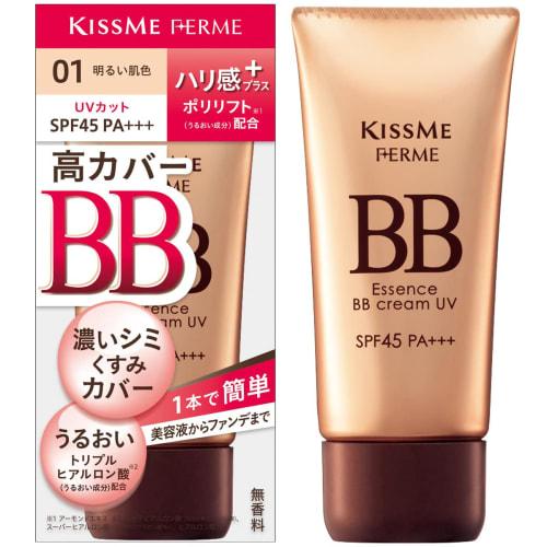 

Kiss me ferme essence bb cream uv 01 bright skin tone 30g moisture & firmness with 1 bottle high coverage spf45 pa+++