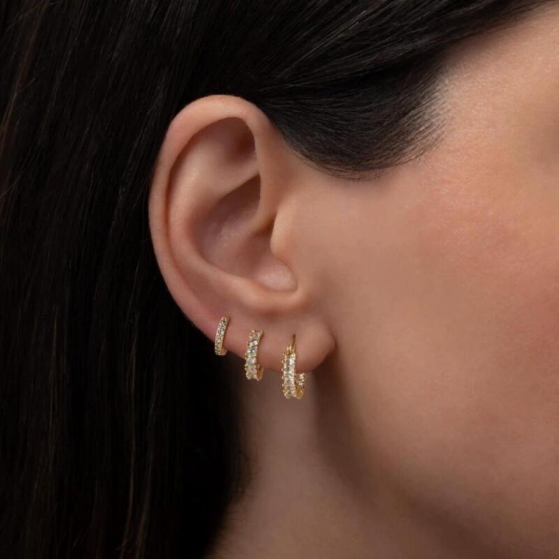 3Pcs/Set Vintage Zircon Huggie Hoop Earrings for Women Fashion Geometric Circle Ear Buckle Earrings Piercing Jewelrys Gifts