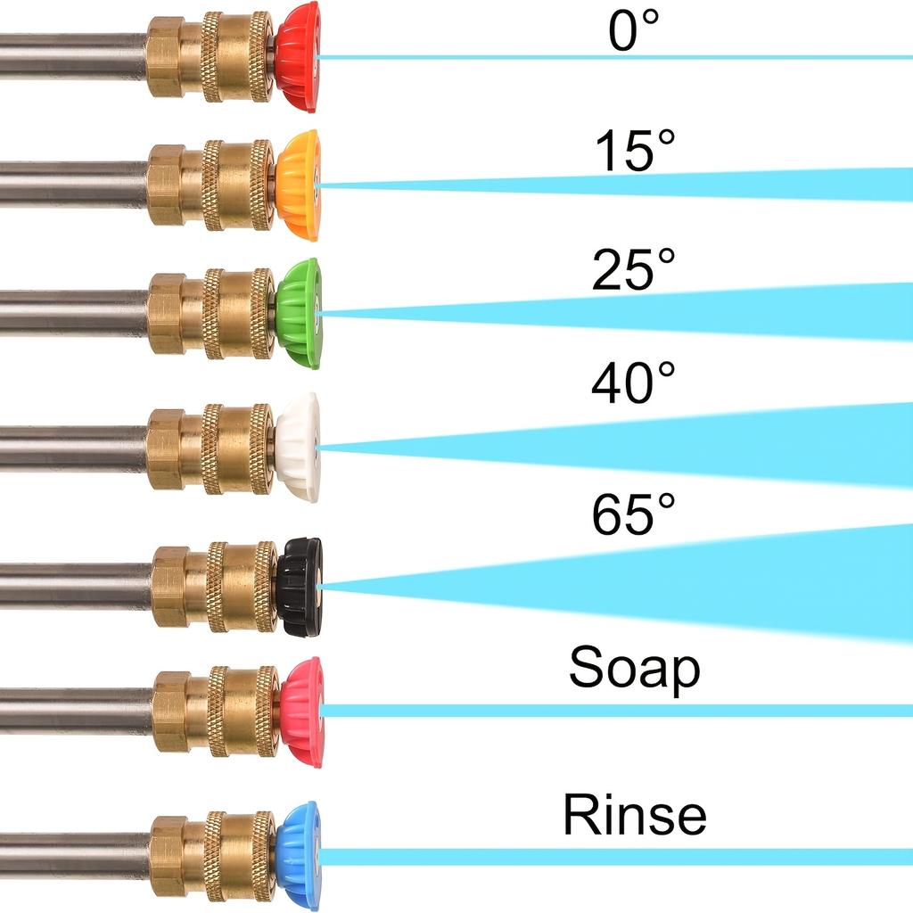 High-pressure Washer Lance, 7pcs High-pressure Washer Nozzle Tip Set with Nozzle Holder, 1/4-inch (approx. 0.24inch) Quick Connect, 4000 PSI