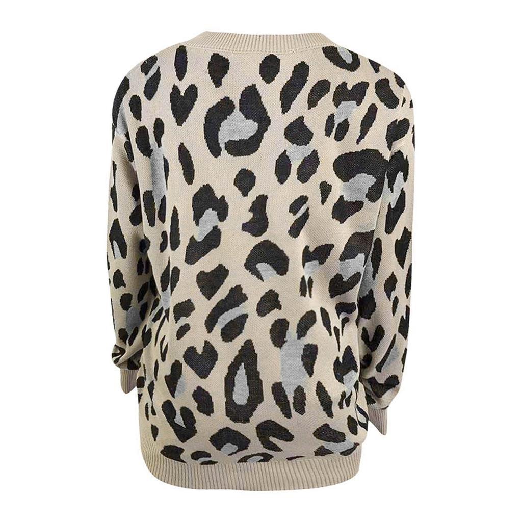 Women's Loose Knitted Star Shape Print Long Sleeve V-Neck Sweater Blouse