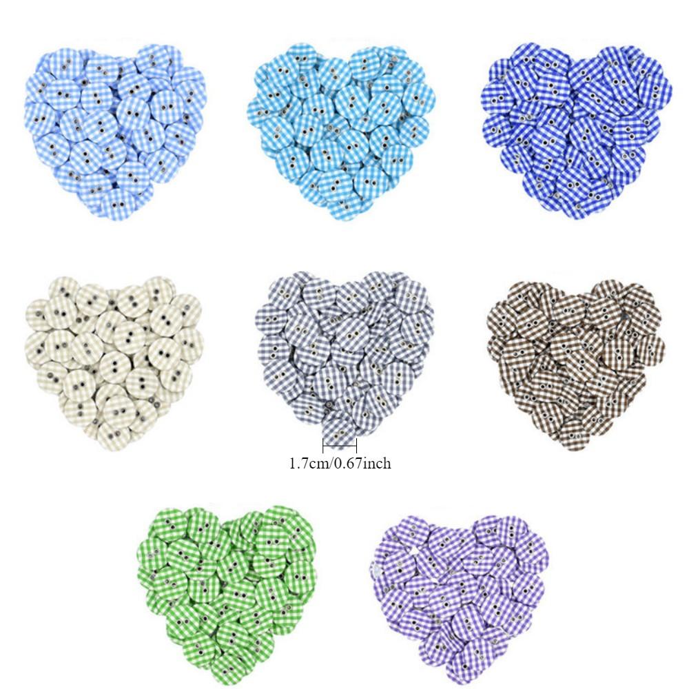 50PCS Multi-Color Round Button Plaid Button Love Scrapbooking for Wedding Decor Sewing Accessories
