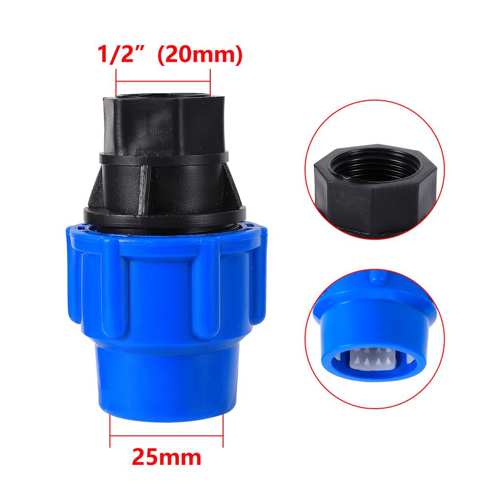 20/25/32/40/50mm PE Pipe Connector Adapter Conversion Female Thread 1/2" 3/4" 1" 1.2" 1.5" Watering Irrigation Accessories