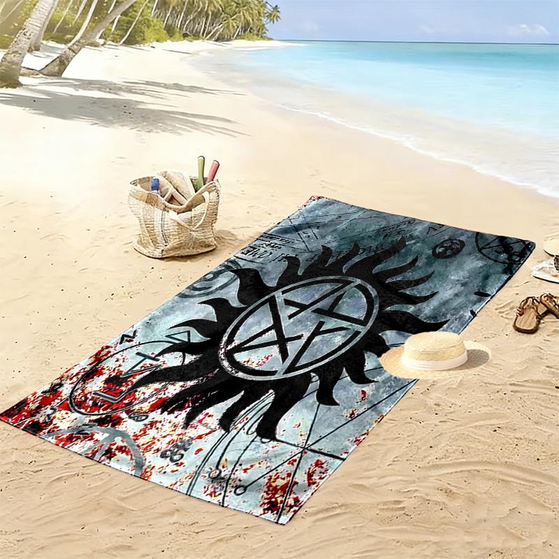 Supernatural Print Beach Towel, Large Soft Quick Dry Towel for Beach Camping Swimming