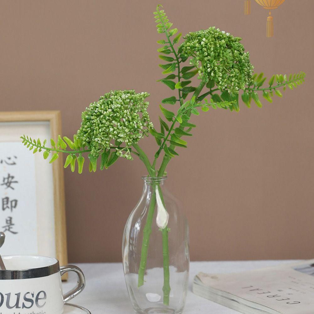 3PCS Plastic Artificial Oat Fruit Green Colorr Faux Oat Stems Green Plastic Flowers Wedding Floral