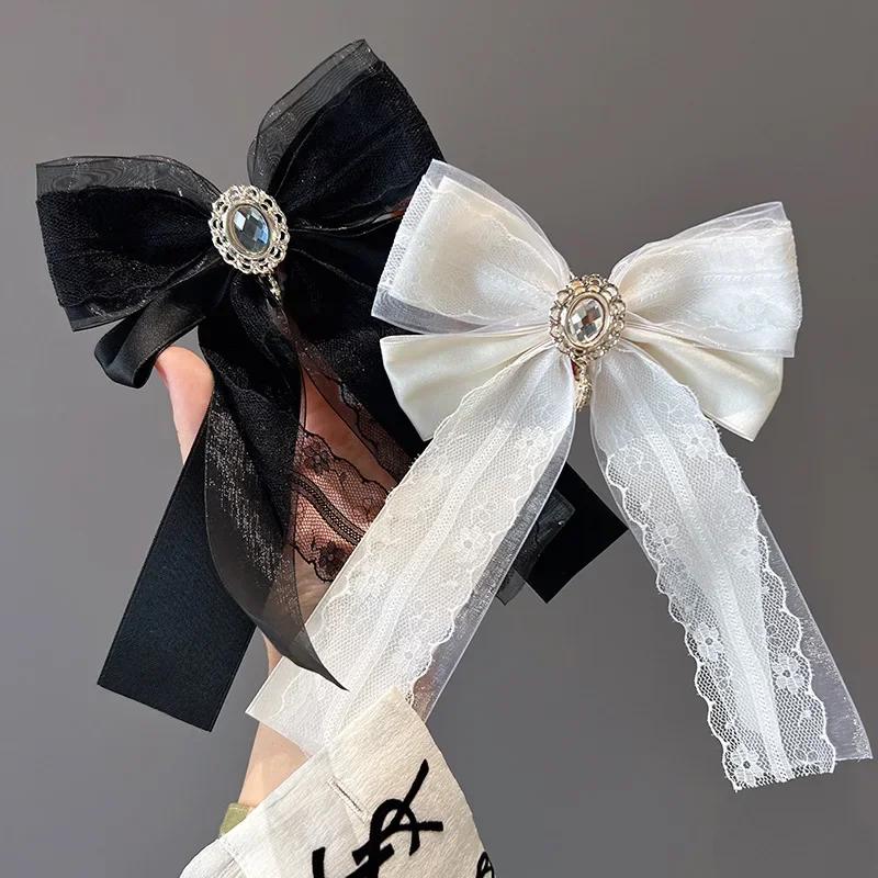 New Lace Rhinestone Bow Tie Hairpin Dual Purpose College Style Professional Shirt Bank El Flight Attendant Collar Accessories