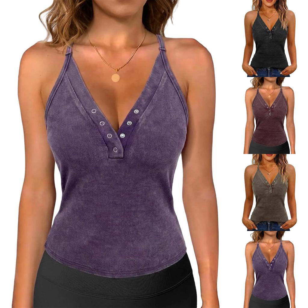 Women Fashion Casual V Neck Sleeveless Slim Fit Backless Basic Tank Top Y2K Style Summer Layering Shirt