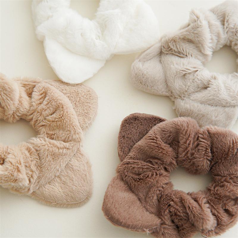 2005 Winter New Plush Fabric Scrunchie for Women, Simple Cat Ear Headband, Versatile Elastic Hair Tie