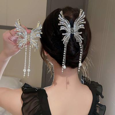 Koreanische Kristall Perle Quaste Shark Crab Clip Mädchen Haarnadel Haar Zubehör Für Frauen Schmetterling Haar Klaue Clip Temperament Headwear