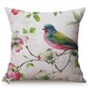 Nordic Water Color Birdcage Birds Sofa Decoration Throw Pillow Case Plum Blossom Garden Cotton Linen Print Cushion Cover Cojines