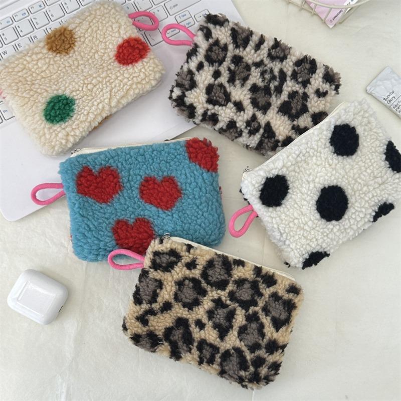 Wind plush love mouth red envelope student holding small cosmetic bag key change bag ID bag