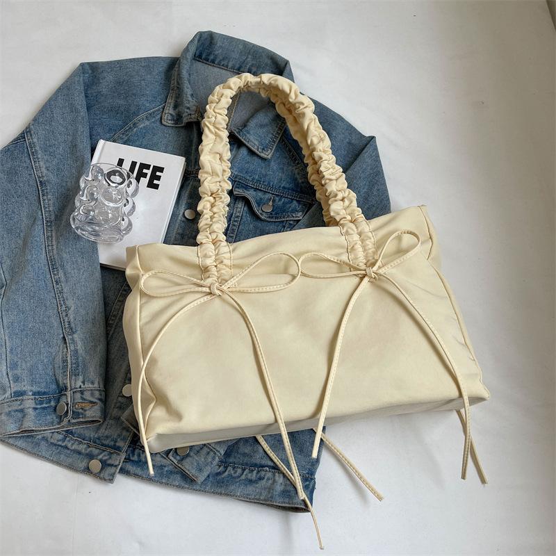 Fashion Pleated Large-capacity Bag Women's 2025 Spring and Summer New Korean Version Simple Casual Tote Bag Commuter Shoulder Bag