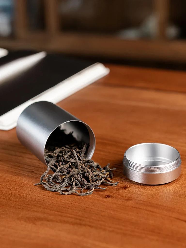 Aluminum alloy tea container portable white tea tin Portable seal  can travel Chinese style  tea Metal car box storage