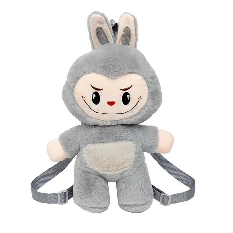 42cm Cartoon Labubu Rabbit Backpack Plush Doll Animal Labu Plush Toy Cute Labu Rabbit Dolll Soft Stuffed Backpack for Girl Gifts