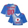 Women Mesh Crop Top Short Sleeve Loose Fit Y2K Style Football Fan DIY Jersey Streetwear V Neck Print Shirt