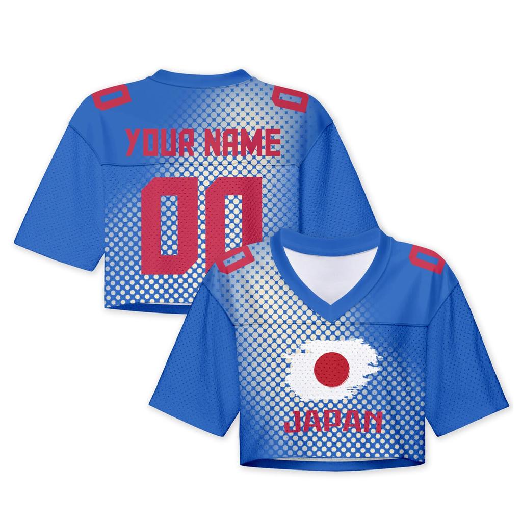 Women Mesh Crop Top Short Sleeve Loose Fit Y2K Style Football Fan DIY Jersey Streetwear V Neck Print Shirt