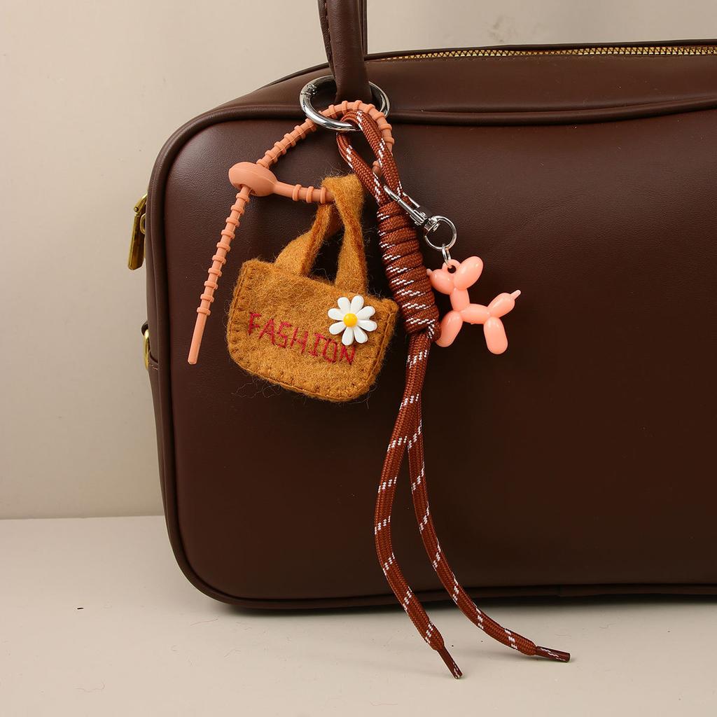 Ins wind wool felt mini bag cute balloon dog braided rope bag pendant versatile keychain car hanging
