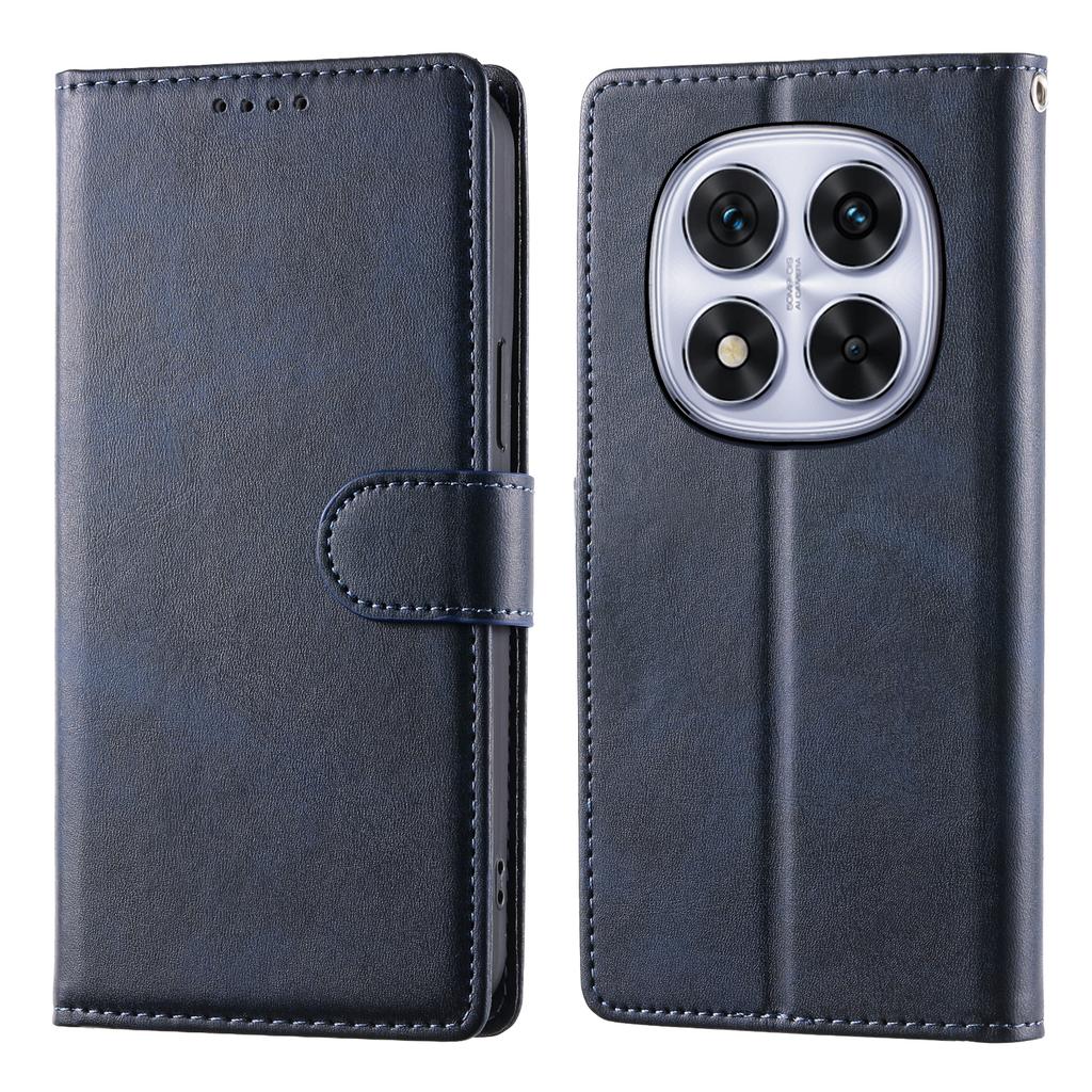 For Xiaomi Redmi Note 14 Pro 5G/Note 14 Pro+ 5G Case Stand Wallet Calf Texture PU Leather Flip Phone Cover with Wrist Strap