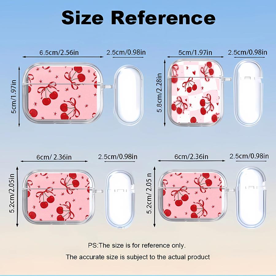 Clear Earphone Cases Cover Case For Airpods Pro3 3 1 Pro 2 Pro2 4 Red Lovely Cherry