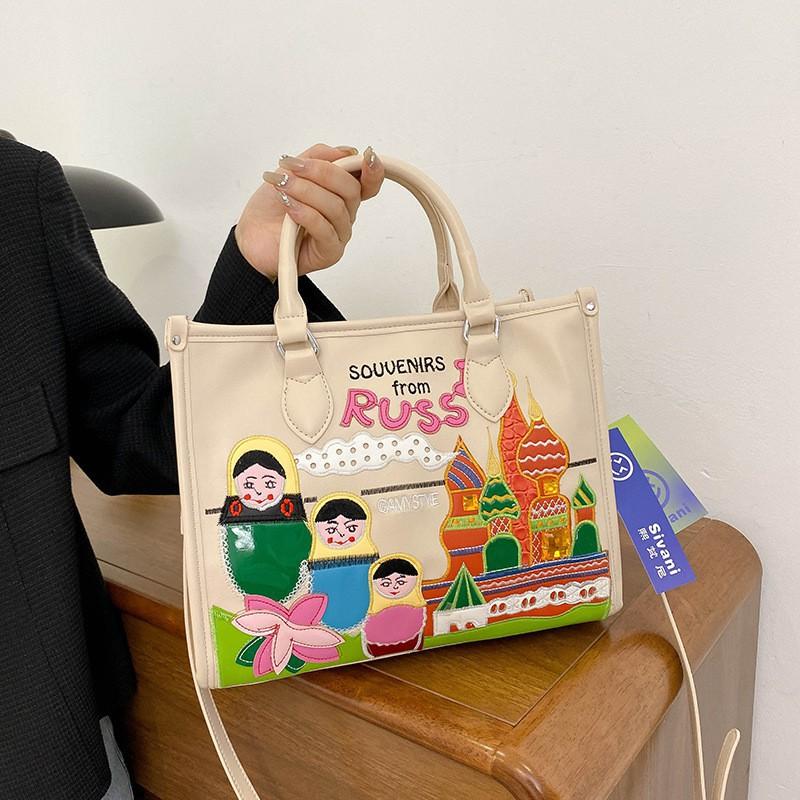 

Women s Bag Niche Design Large Mexican Style One-shoulder Tote Capacity File Commuter покинуть белый