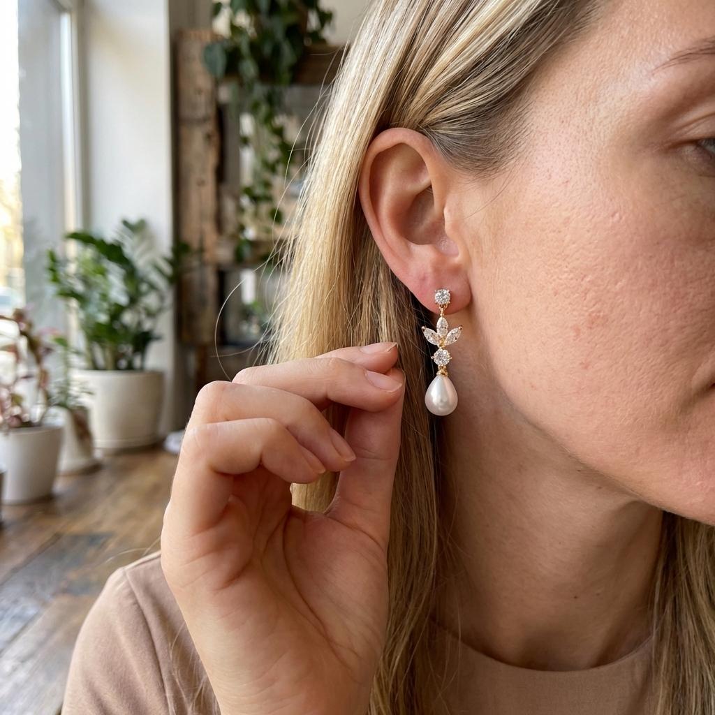 Delicate Zircon Leaf Pearl Drop Earrings For Women Delicate Dangle Earrings Elegant Jewelry For Daily Wear And Special Events