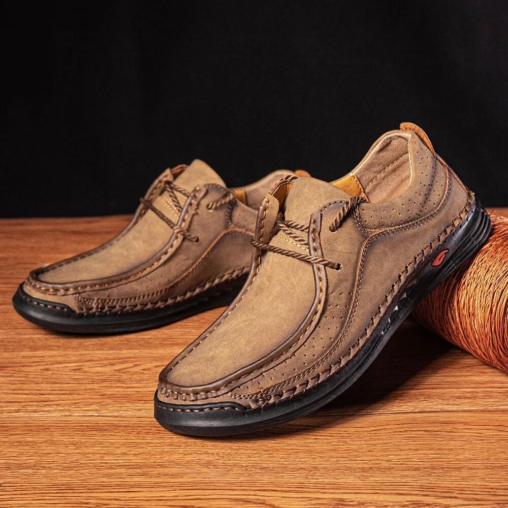 Fashion 2024 Winter New Casual Doudou Shoes Men's Large Business Leather Shoes Foreign Trade Large Manual Breathable Casual Shoes