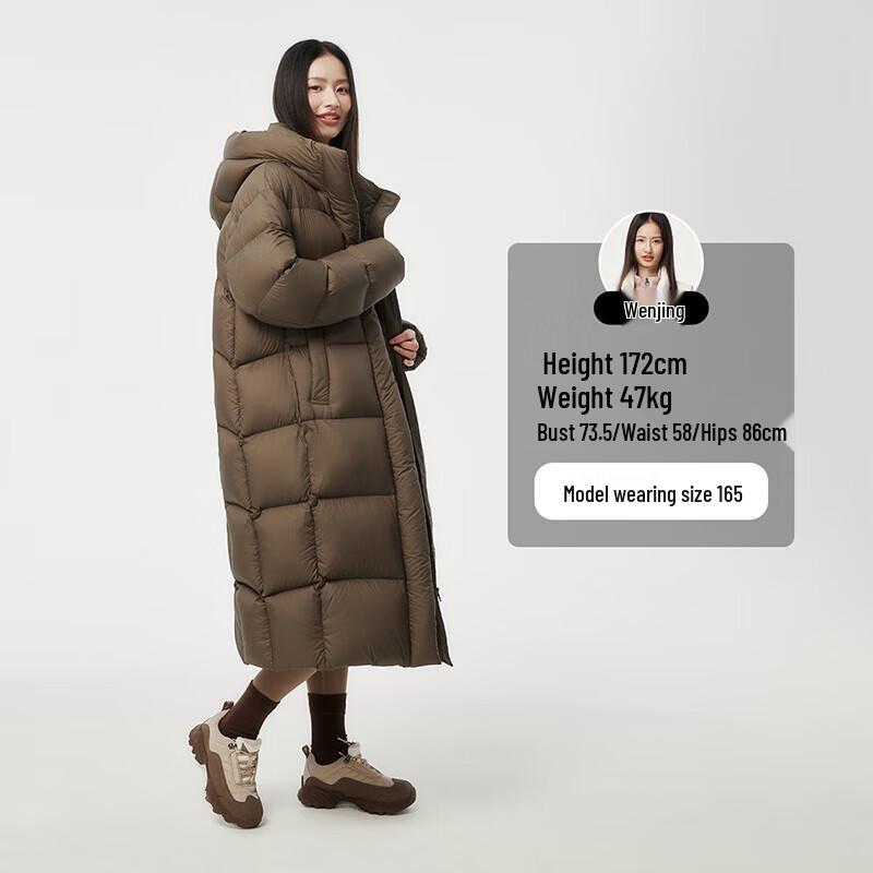 Tamboer Women's Long Hooded 90% Down Puffer Jacket