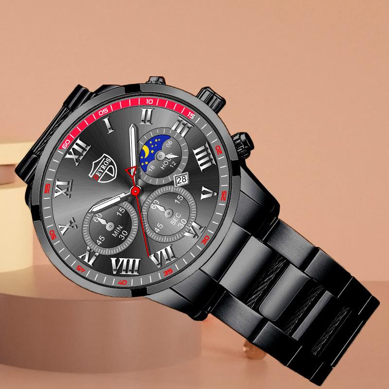 Classic Stainless Steel Watch Men's Calendar Quartz Watch Men's Personality Watch Casual Student Watch Business Watch
