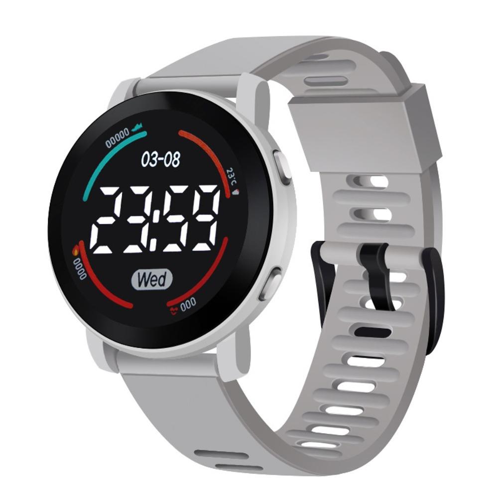 Silicone Strap Digital Electronic Wrist Watch Luminous Digital Watch New Sport Kids Watch Unisex серый