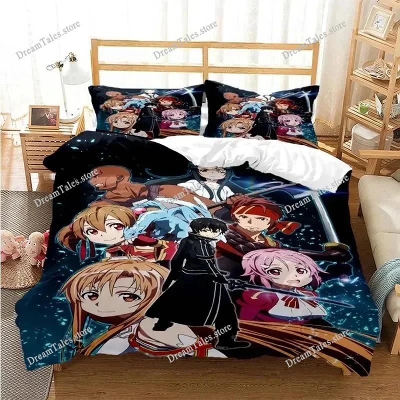 Cartoon Asuna Sword Art Online Duvet Cover Sets Pillowcase Bedding Set Kids Children Gift Girls Single Queen King Size Bed Linen